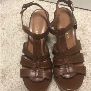 Brown wedge sandals